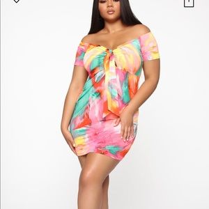 Off the shoulder 2x tie dye dress